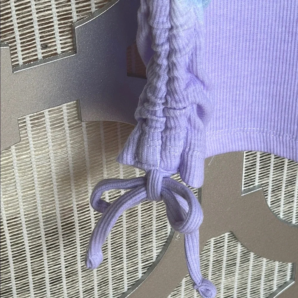 NWT kids Justice Purple and Blue Tie Front Fitted Tee